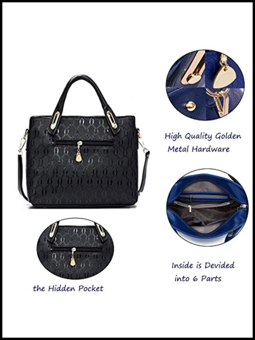 4-Piece PU Leather Handbag Set: Tote, Hobo, Shoulder Bag, Card Holder
